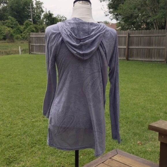 ~3for25~Women's Hoodie Lightweight Shirt or Swim Cover Gray Paisley  L Top - Picture 4 of 7